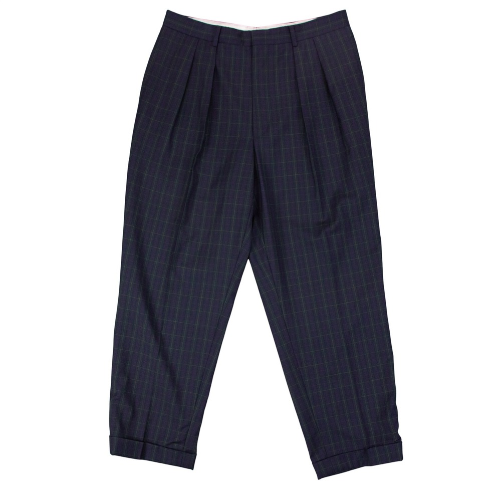 VTG Ben Silver Nick Hilton Mens 34x27.5 Green Blackwatch Plaid Wool Dress Pants‎